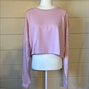 One-of-a-Kind Hand-Embellished Rhinestone Star Cropped Top Size 12 Rare & Unique